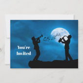 Invitation Musiciens Pleine lune Silhouette Anniversaire (Devant)