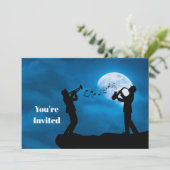 Invitation Musiciens Pleine lune Silhouette Anniversaire (Debout devant)