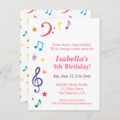 Invitation Musique arc-en-ciel colorée Fête d'anniversaire à  (Devant / Derrière)