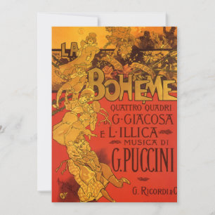 Invitation Musique Art Nouveau vintage, Opéra de La Bohême, 1