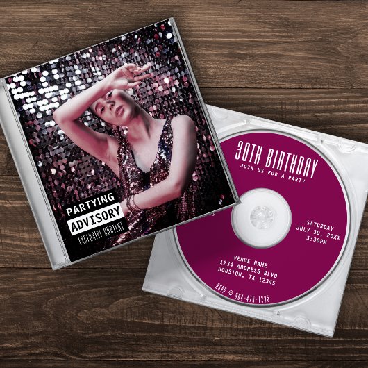 Invitation Musique CD Coque Album Couverture 30e fête d'anniv