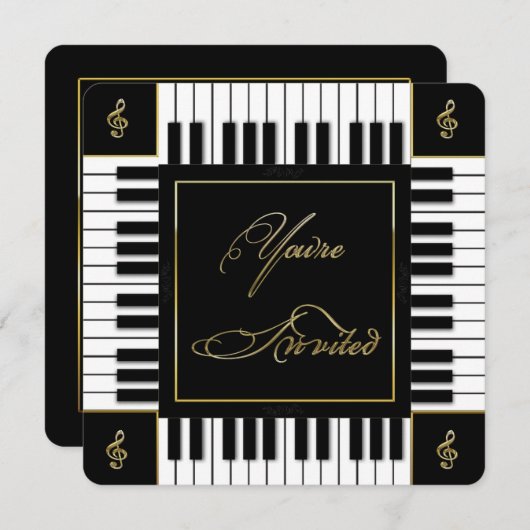 INVITATION MUSIQUE (CLAVIER PIANO) (Devant / Derrière)