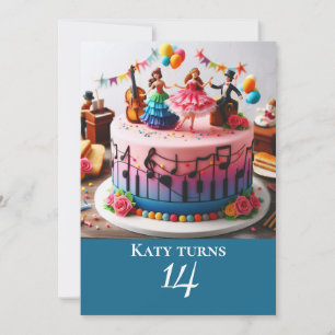 INVITATION MUSIQUE COLORÉE THÈME ANNIVERSAIRE CAKE PARTY