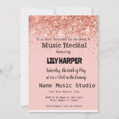 Invitation Musique Considérant Élégant note rose Confetti (Devant)