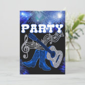 Invitation Musique Country Blue Guitar Et Bottes De Cow-boy (Debout devant)