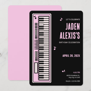 Invitation musique de clavier de piano anniversaire 
