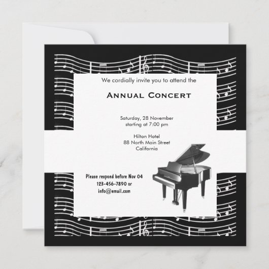 Invitation Musique de concert (Devant)