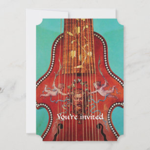 Invitation MUSIQUE DE CONCERT,MARIAGE,Turquoise Bleu Rouge Li