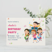 Invitation Musique de groupe de filles colorées pour l'annive (Debout devant)