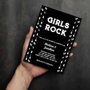 Invitation Musique de guitare Rock N Roll Fille rebelle Baby