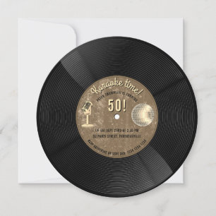 Invitation Musique de karaoke de disque vinyle rétro Annivers