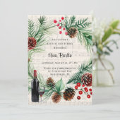 Invitation Musique de Noël Rouge Berry Wreath Brunch et Bubbl (Debout devant)