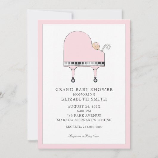 Invitation Musique de piano pour Baby Shower (Devant)