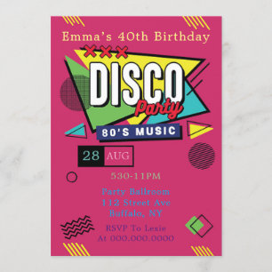 Invitation Musique des années 80 Anniversaire