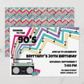 Invitation Musique des années 90 Thème Anniversaire Invitatio (Devant / Derrière)