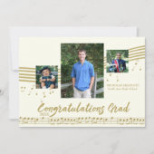 Invitation Musique Diplômée Photo ivoire et or (Devant)