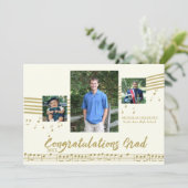 Invitation Musique Diplômée Photo ivoire et or (Debout devant)