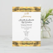 Invitation Musique dorée 50e anniversaire de mariage (Debout devant)