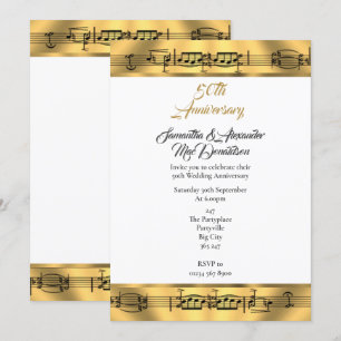 Invitation Musique dorée 50e anniversaire de mariage