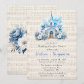 Invitation Musique Dusty Blue Church Mariage Couples Douche (Devant / Derrière)
