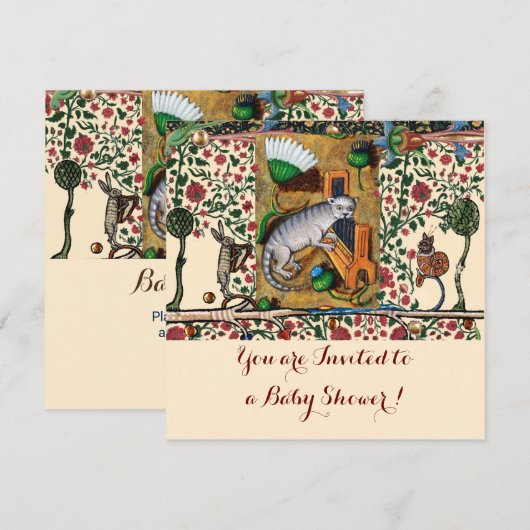 Invitation MUSIQUE FABRIQUANT CHAT ANIMAL JOUER Baby shower O (Devant / Derrière)