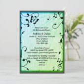Invitation Musique Feuille  vert Mariage en bois (Debout devant)