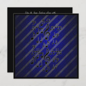 Invitation Musique grunge bleue notes personnalisées invitati (Devant / Derrière)