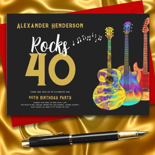 Invitation Musique guitare 40e anniversaire