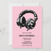 Invitation Musique Headphones Dance Party DJ Anniversaire (Devant)