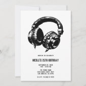 Invitation Musique Headphones Dance Party DJ Anniversaire (Devant)