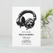 Invitation Musique Headphones Dance Party DJ Anniversaire (Debout devant)