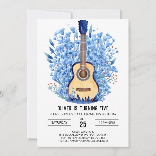 Invitation Musique Magie Chord Guitare Boy Anniversaire (Devant)