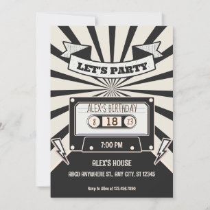 Invitation Musique moderne Black and White Retro