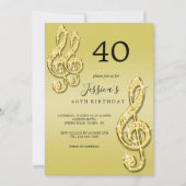 Invitation Musique Notes Anniversaire Glitzy Or (Devant)