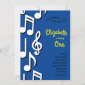 Invitation Musique Notes Petits enfants 1er anniversaire (Devant)