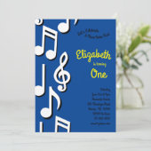 Invitation Musique Notes Petits enfants 1er anniversaire (Debout devant)