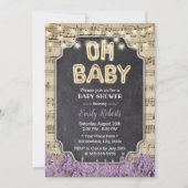 Invitation Musique Oh Baby shower Lavande Rustique Floral (Devant)