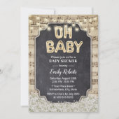 Invitation Musique Oh Baby shower Rustique Bébé's Breath Flor (Devant)