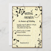 Invitation Musique, Papillon, Fête des mariées Feuille Tan Wo (Devant)