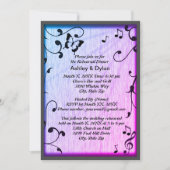 Invitation Musique Papillon Feuille Bleu & Purple Mariage Boi (Devant)