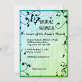 Invitation Musique, Papillon, Feuille, Fête des mariées verte (Devant)