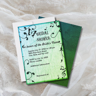 Invitation Musique, Papillon, Feuille, Fête des mariées verte