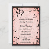 Invitation Musique Papillon Feuille rose Rustique Mariage en  (Devant)