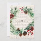 Invitation Musique Rouge Berry Wreath Mariage Couples Douche (Dos)