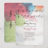 Invitation Musique sur l'invitation au papier aquarelle (Devant / Derrière)