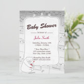 Invitation Musique Ukulele Bear Baby shower (Debout devant)