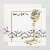 Invitation Musique vintage de microphone (Devant / Derrière)