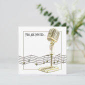 Invitation Musique vintage de microphone (Debout devant)