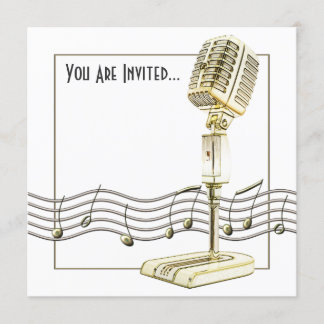 Invitation Musique vintage de microphone