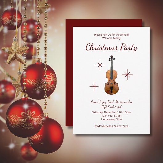 Invitation Musique violon classique Fête de Noël